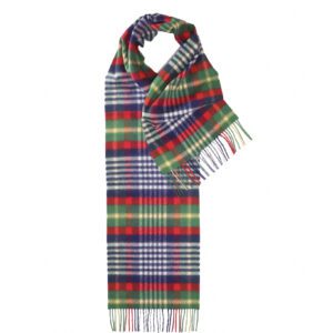 Bright Checked Merino Scarf - FV2732 - multiple coloured - Green, red