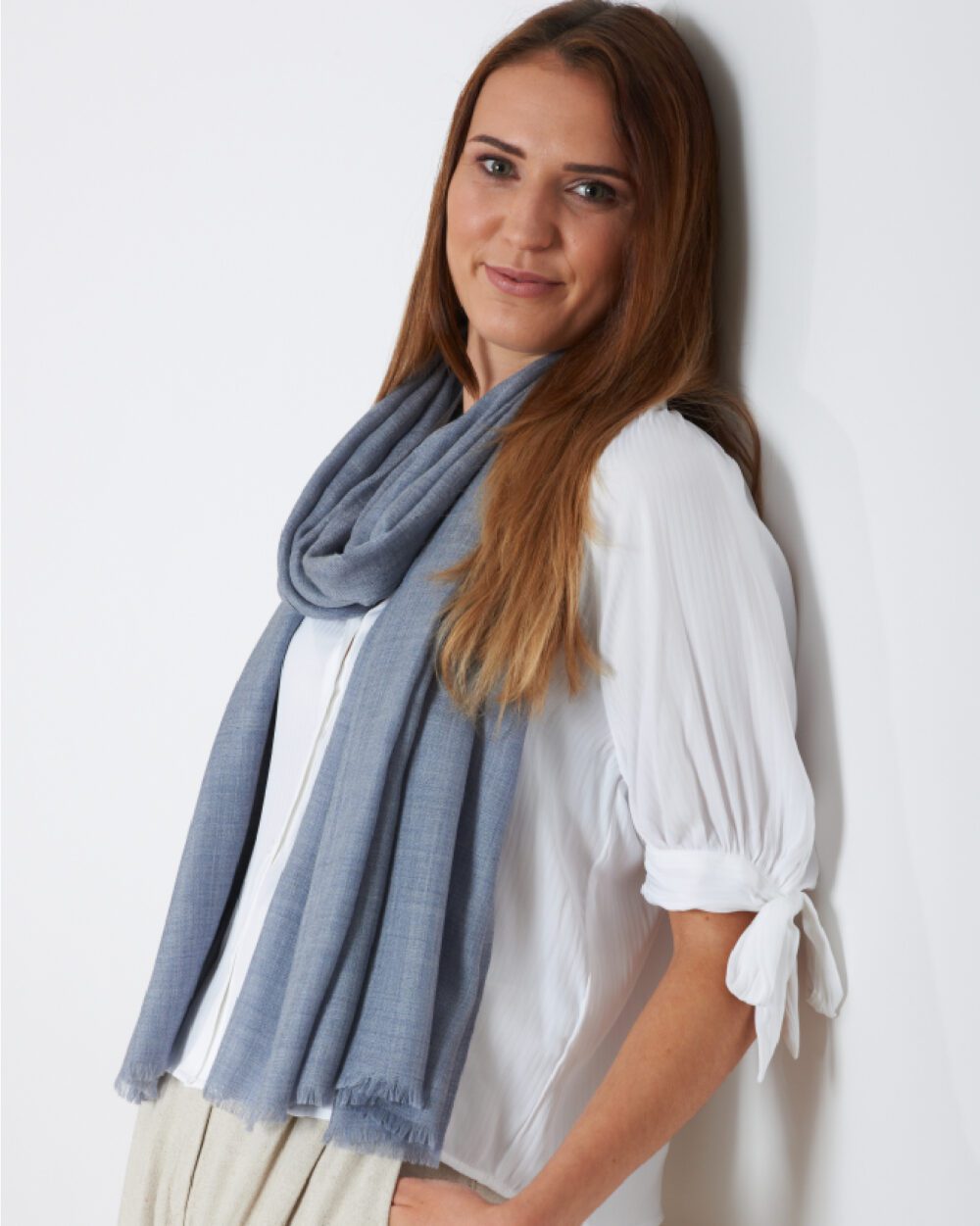 Soft plain linen scarf