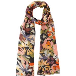Multi floral printed wool scarf